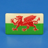 WELSHBDG: Welsh dragon 3D flag badge, self adhesive (pair) from £6.92 pair