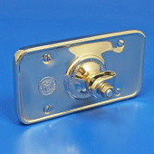 395N-badge: Rectangular rear view mirror - 152mm x 82mm, equivalent to Lucas Type 160 - Nickel plated with 20mm 'Toby' medallion from £152.75 each