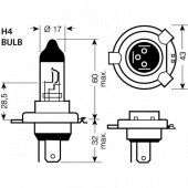 H4-3535-12V: H4 P43XT 35/35W 12V Halogen bulb from £3.17 each