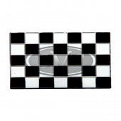 CHEQUBADGE: Chequered flag enamelled badge self adhesive from £8.16 each