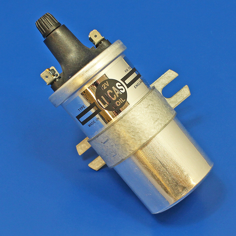 COIL6 12V Lucas non ballasted coil Acorn nut cable attachment DLB100