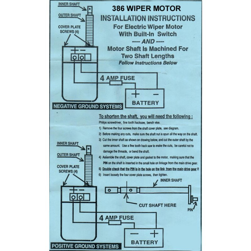 386: Wiper motor - Windscreen mounted, auto-park, 6 & 12V, CWX mounting ...